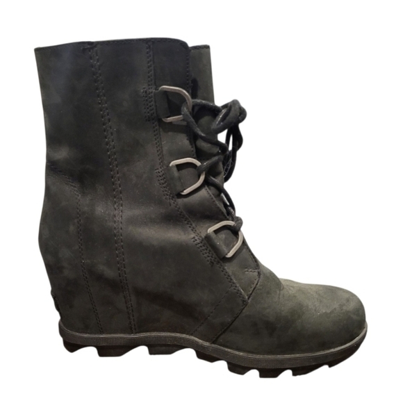 Sorel Women's Joan Of Arctic Wedge Mid Boot Black Leather Size 9 - Picture 2 of 10
